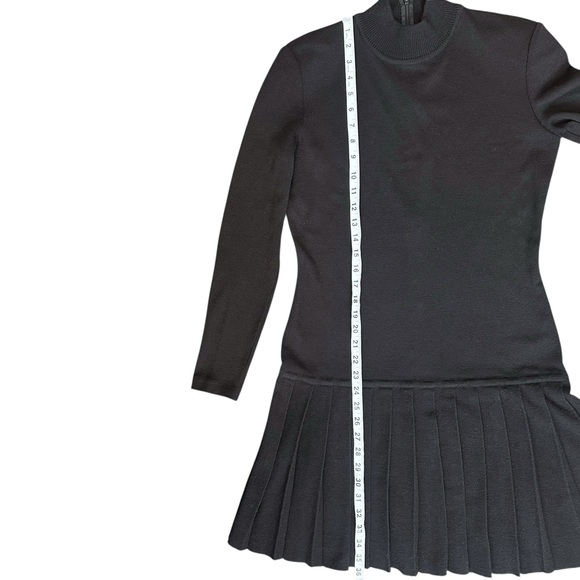 Vintage Nina Patrick Wool Blend Drop Waist Pleated Long Sleeve Dress Black Small - Picture 6 of 8